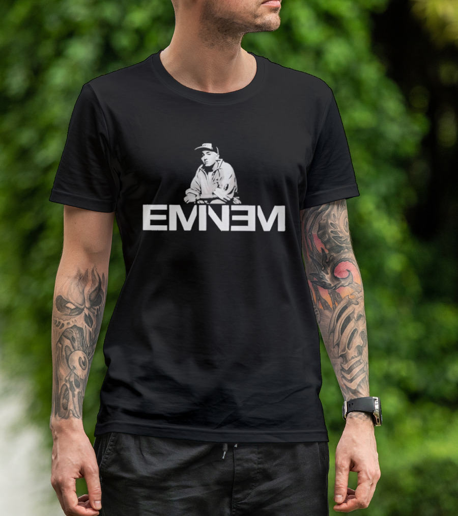 Eminem Classic Sitting Pose With White T-Shirt