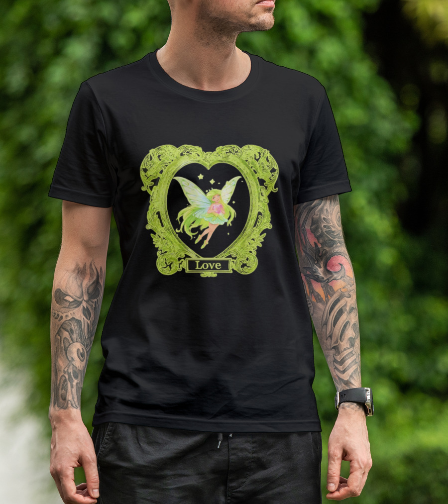Love Angel Fairy In Ornate Heart Frame T-Shirt