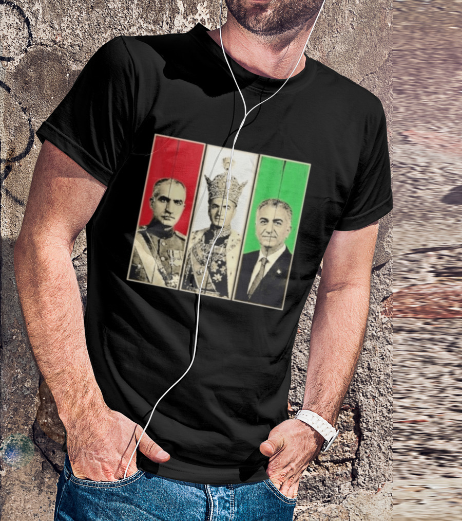 Pahlavi Dynasty Generations Reza Shah Mohammad Reza Iran Flag T-Shirt