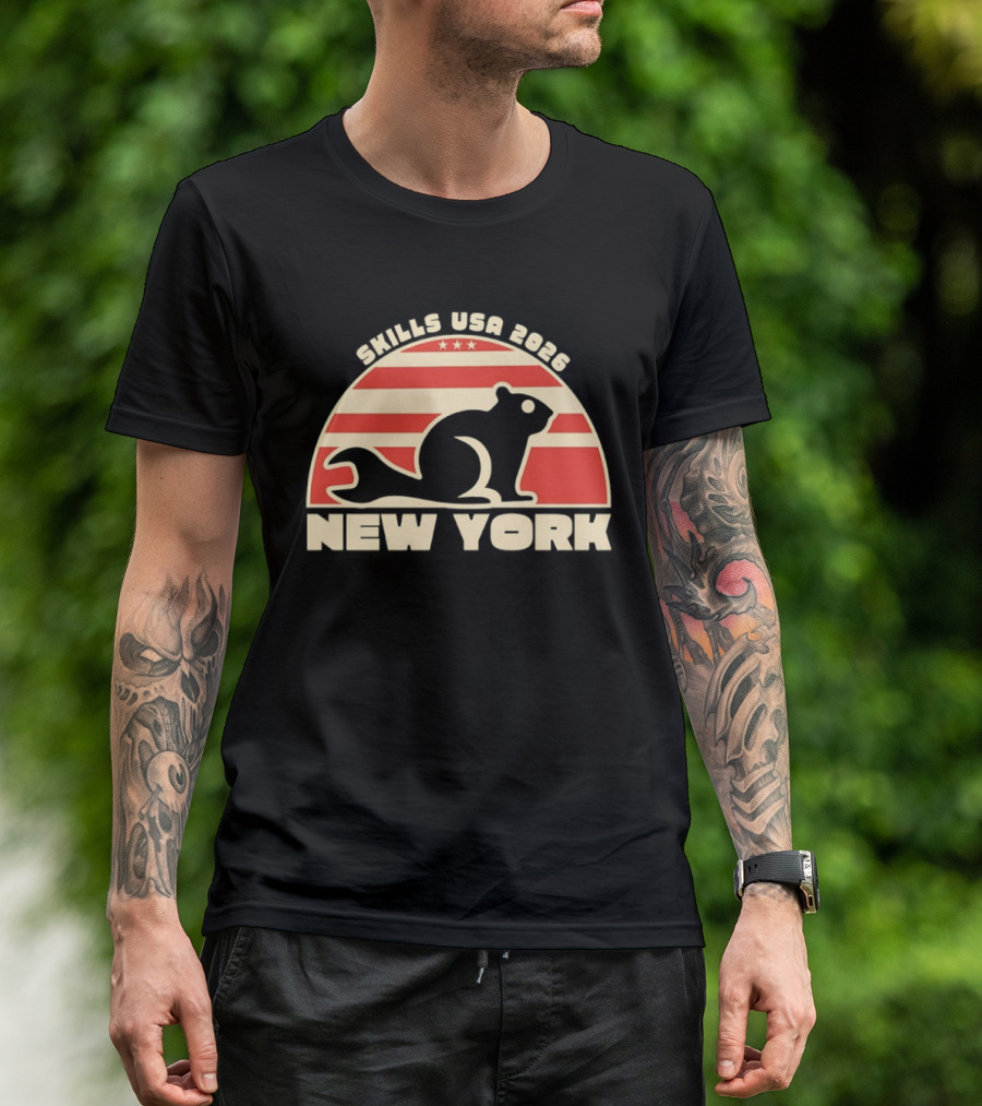 Skills USA 2026 New York Patriotic Beaver Flag T-Shirt