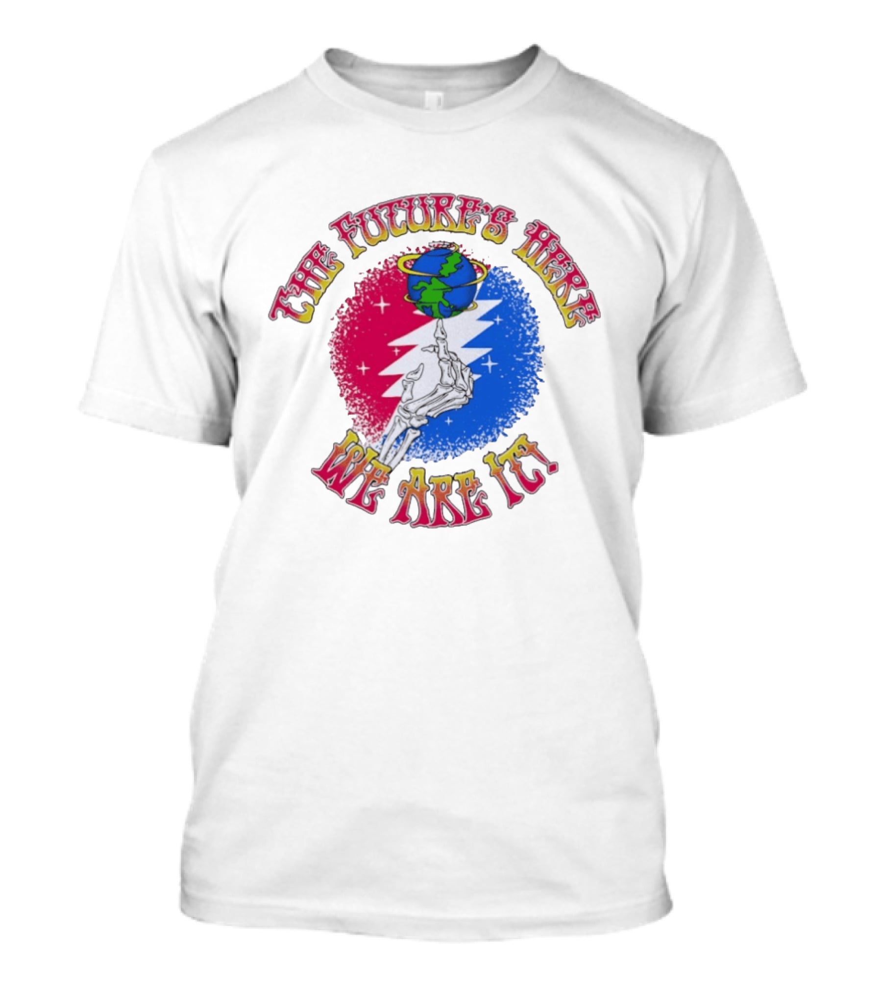 Grateful Dead Skeleton Future's Here We Are It Earth Lightning Bolt T-Shirt