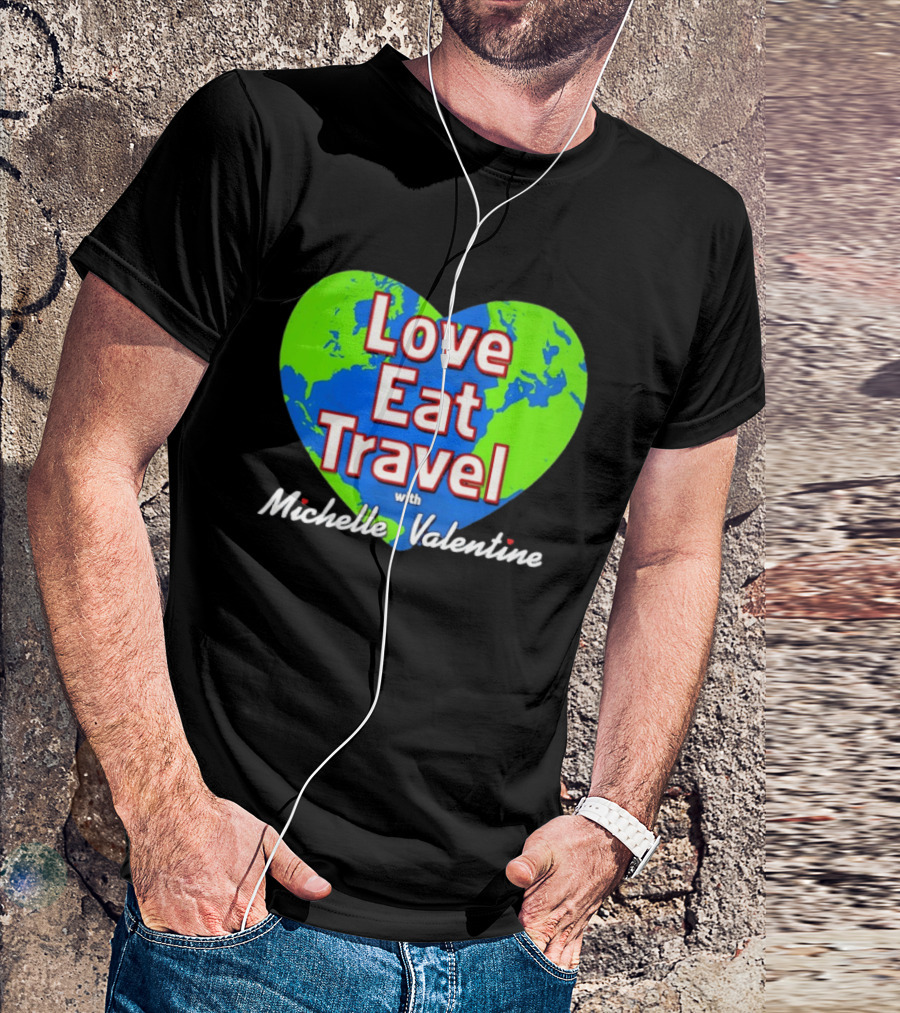 Love Eat Travel With Michelle Valentine Heart Map T-Shirt