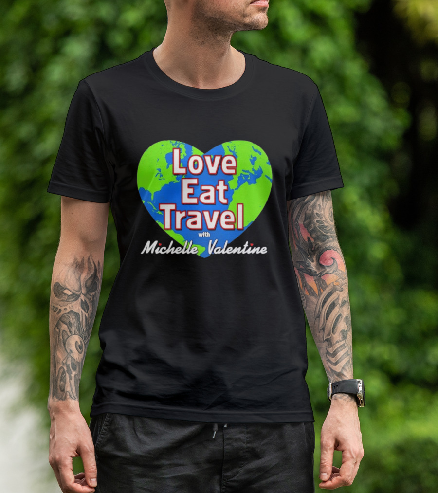 Love Eat Travel With Michelle Valentine Heart Map T-Shirt