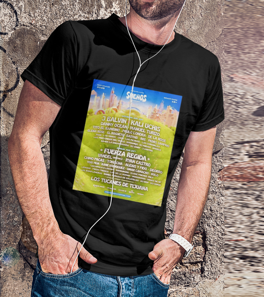 Suenos Chicago 2026 Festival Latino Full Lineup J Balvin Kali Uchis Fuerza Regida Grant Park May 23 24 T-Shirt
