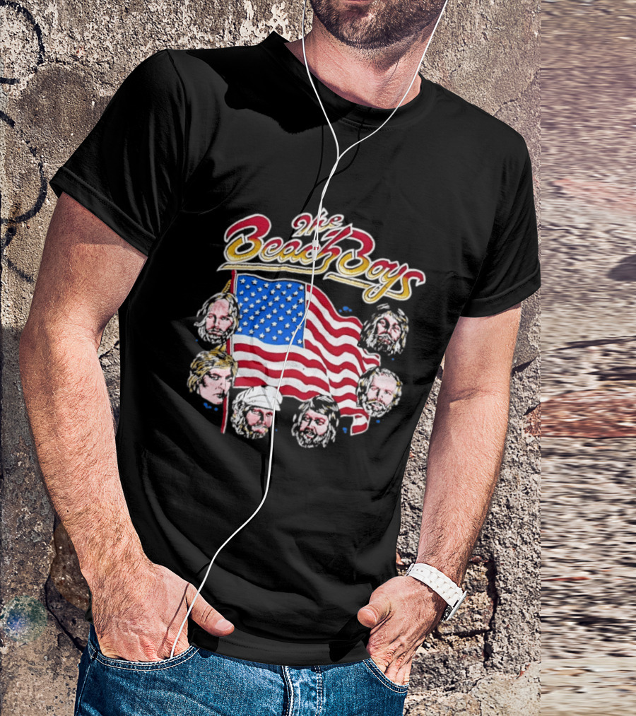 The Beach Boys USA Flag Vintage Style With Band Member Portraits T-Shirt