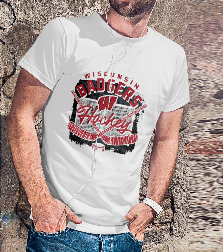Wisconsin Badgers Hockey W Logo Hockey Sticks T-Shirt