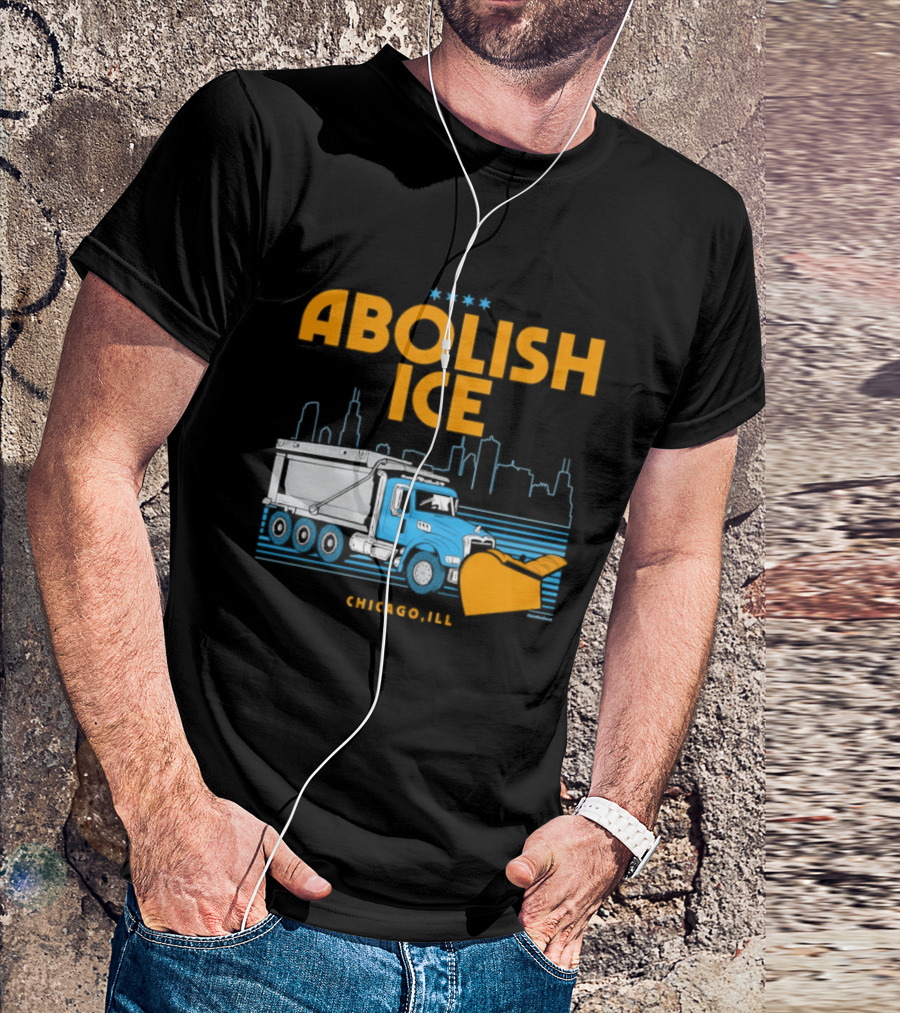 Abolish Ice Chicago ILL Snowplow Benefit Truck Skyline T-Shirt