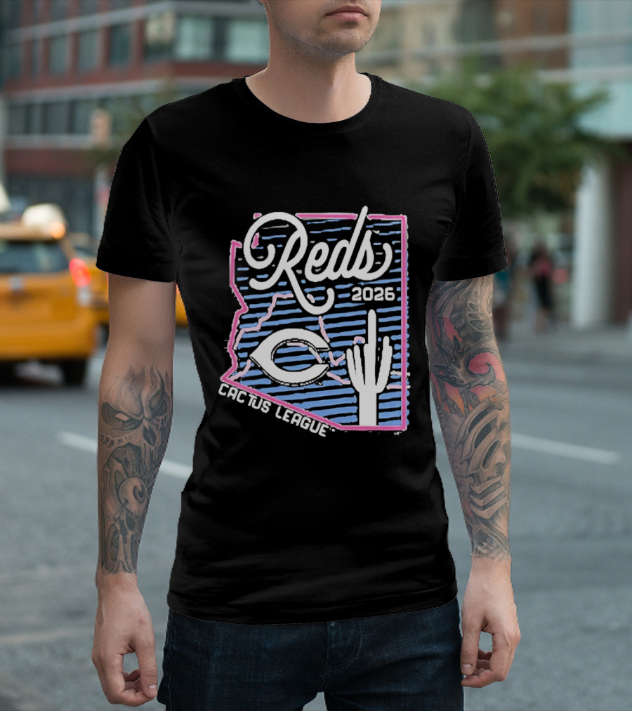 Cincinnati Reds 2026 Cactus League Spring Training Arizona Outline Saguaro Cactus T-Shirt
