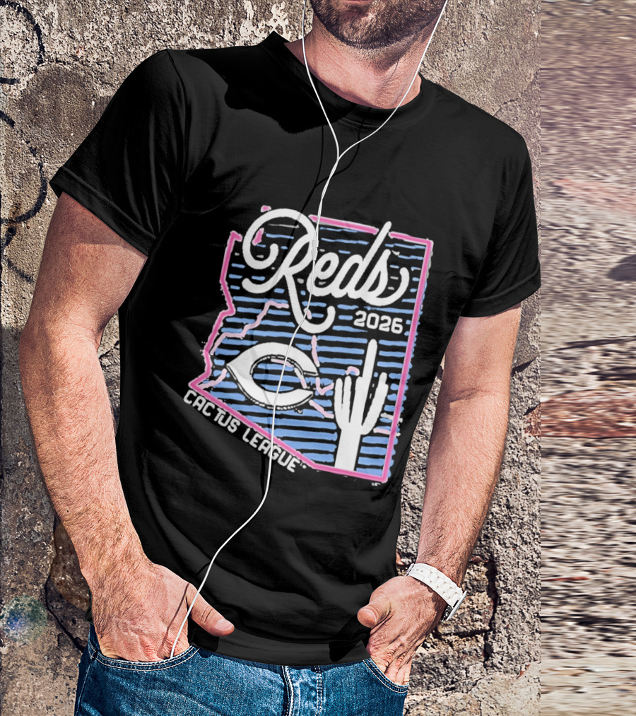 Cincinnati Reds 2026 Cactus League Spring Training Arizona Outline Saguaro Cactus T-Shirt
