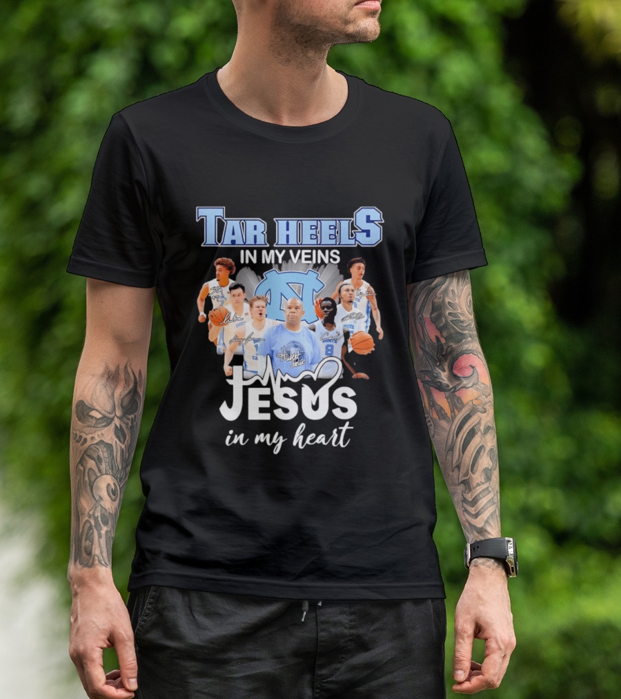 Tar Heels In My Veins Hubert Davis Jesus In My Heart T-Shirt