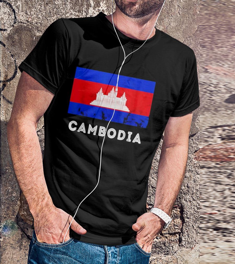 Cambodia Flag With Angkor Wat T-Shirt