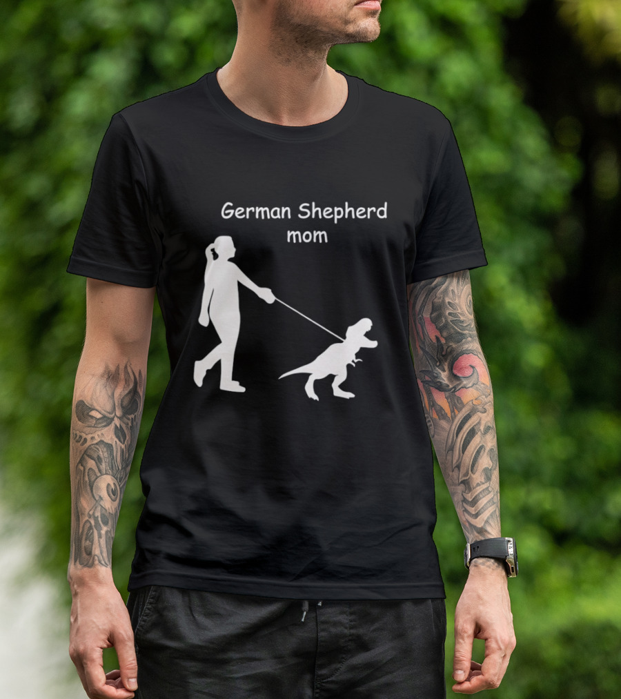 German Shepherd Mom Dinosaur Walking T-Shirt