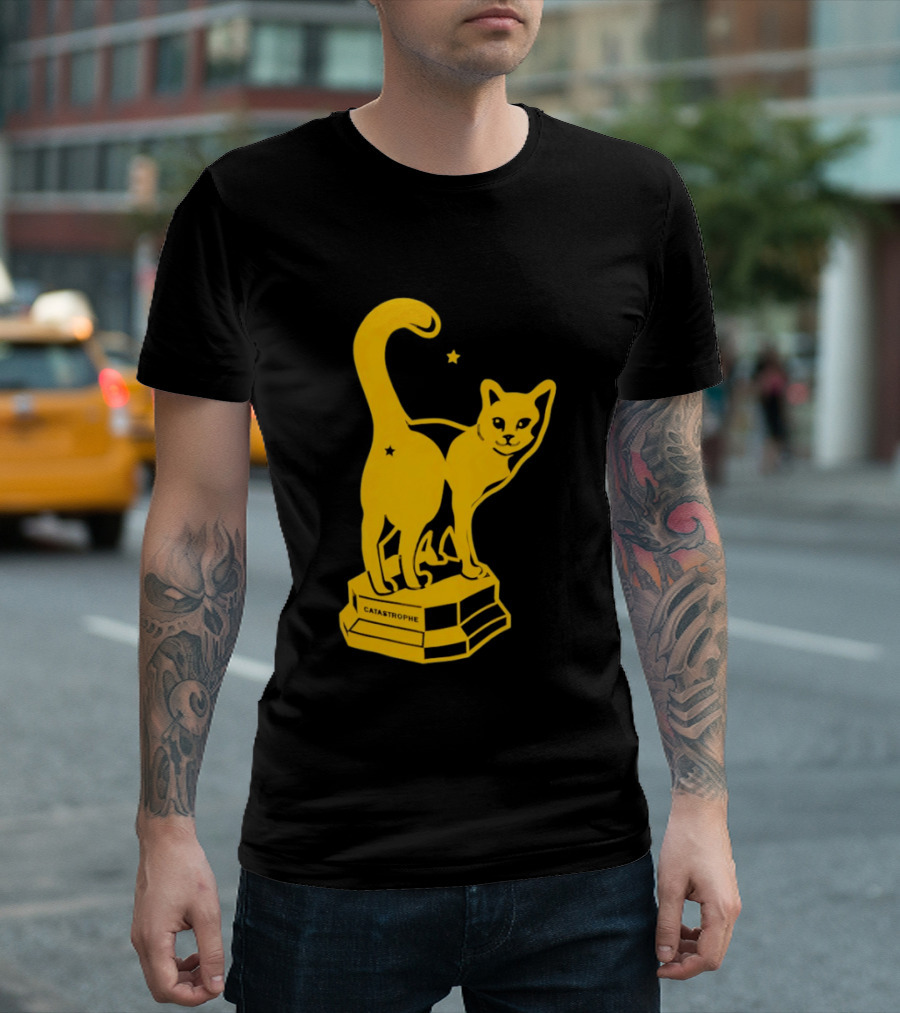 Catastrophe Cat Trophy Black Yellow Star Award T-Shirt