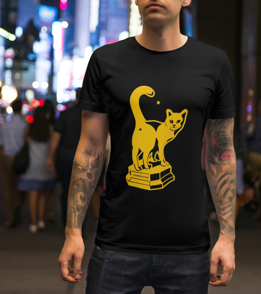 Catastrophe Cat Trophy Black Yellow Star Award T-Shirt