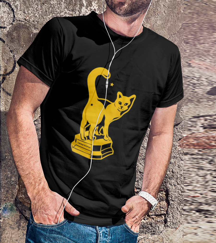 Catastrophe Cat Trophy Black Yellow Star Award T-Shirt