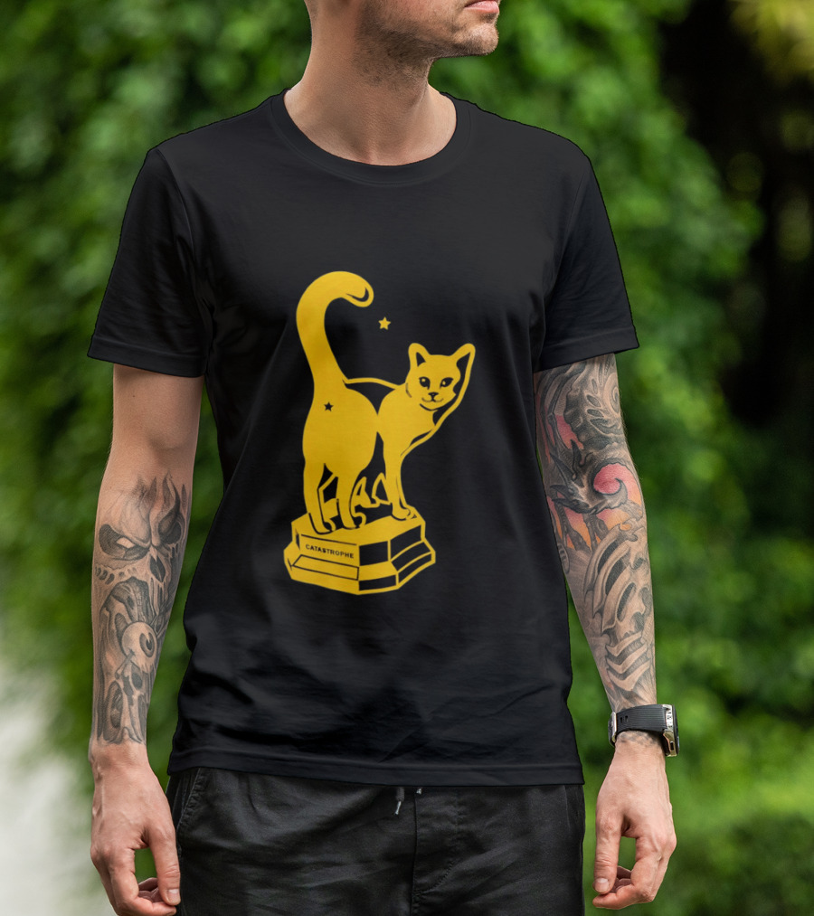 Catastrophe Cat Trophy Black Yellow Star Award T-Shirt