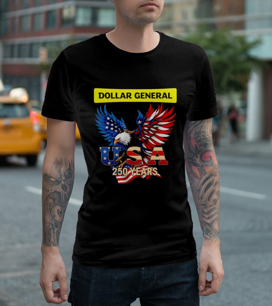 Dollar General Eagle USA 250 Years Of America Flag T-Shirt