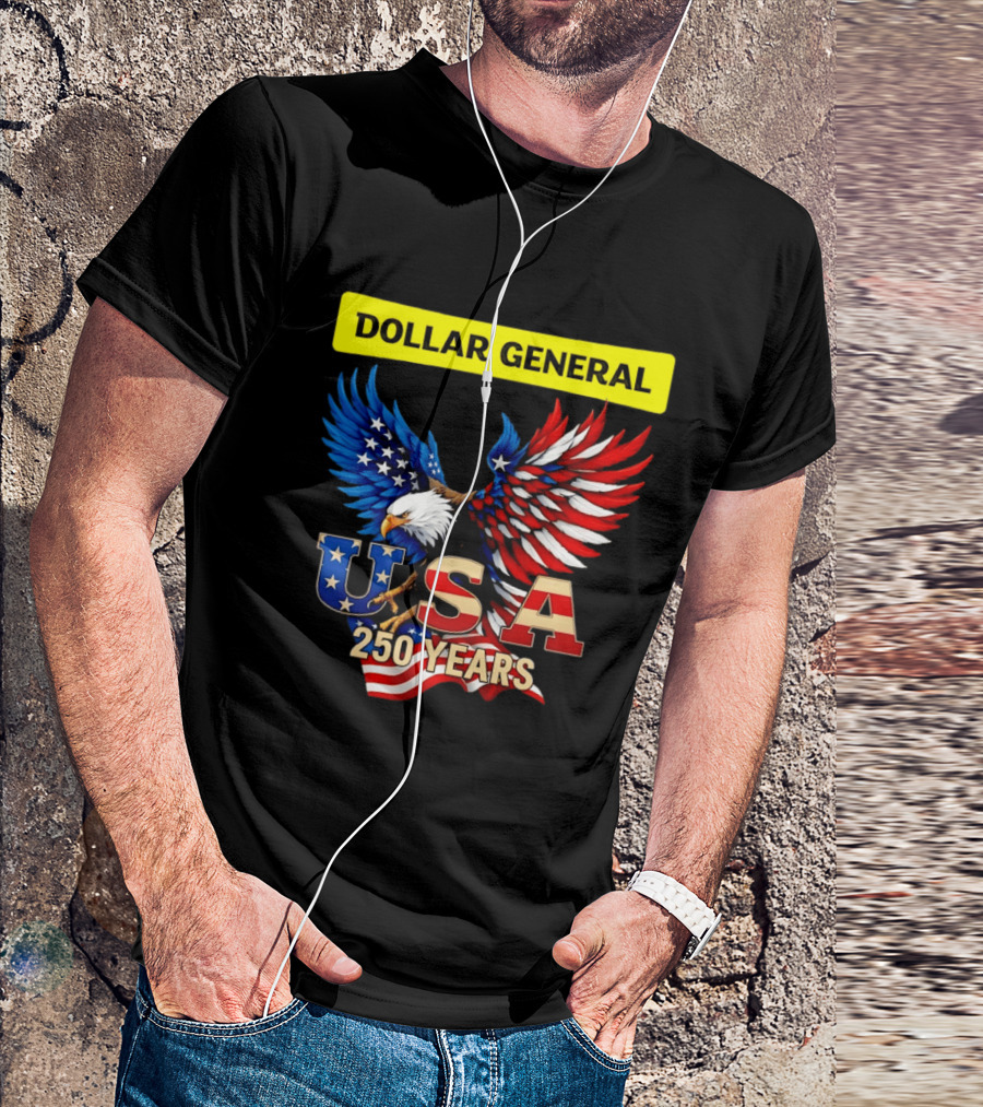 Dollar General Eagle USA 250 Years Of America Flag T-Shirt