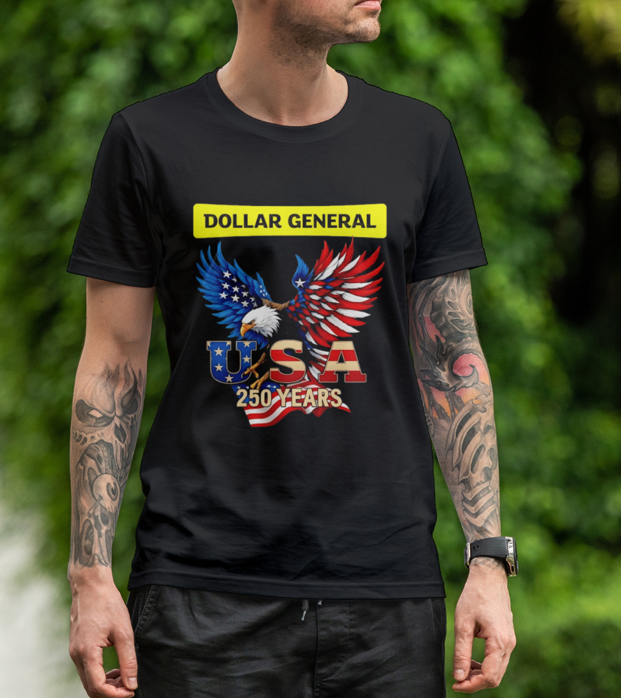 Dollar General Eagle USA 250 Years Of America Flag T-Shirt