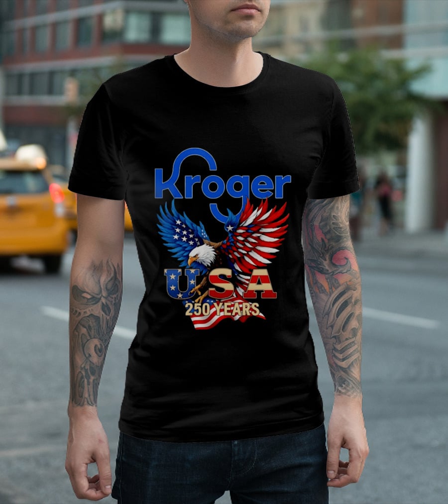 Kroger Eagle USA 250 Years American Flag T-Shirt