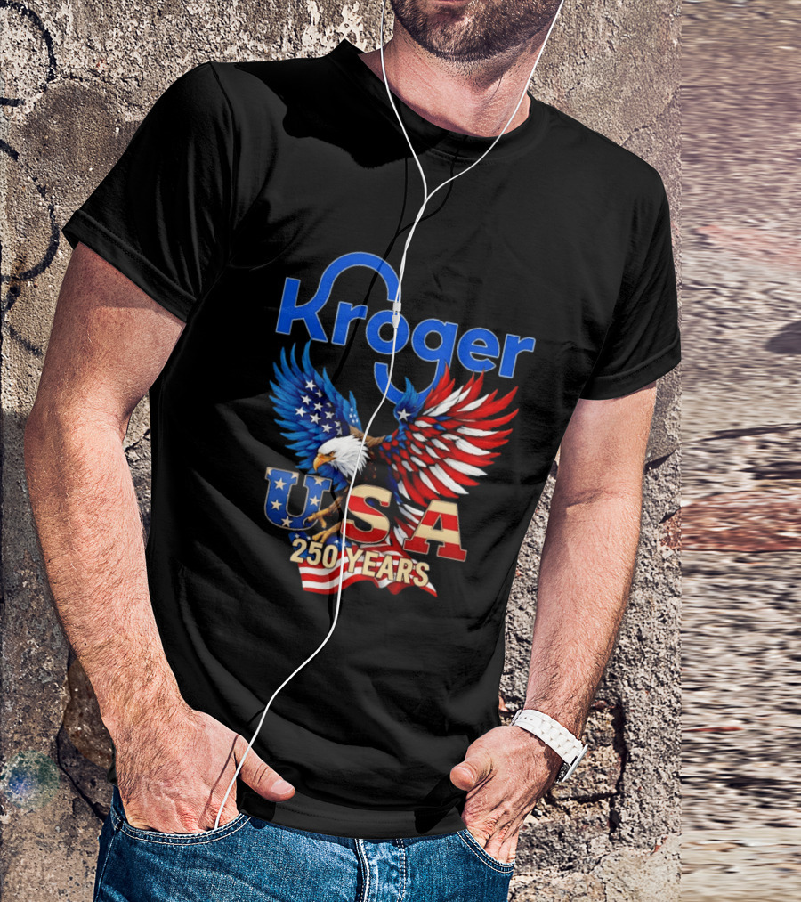 Kroger Eagle USA 250 Years American Flag T-Shirt