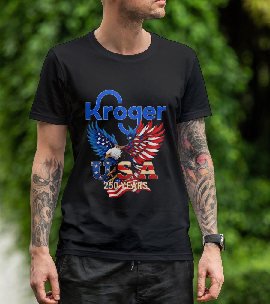 Kroger Eagle USA 250 Years American Flag T-Shirt