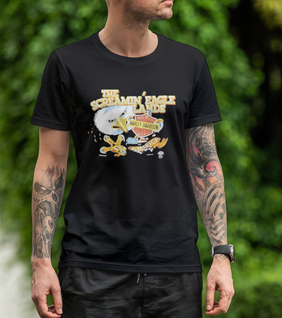 The Screamin' Eagle Lands Harley Davidson Motor Cycles America T-Shirt