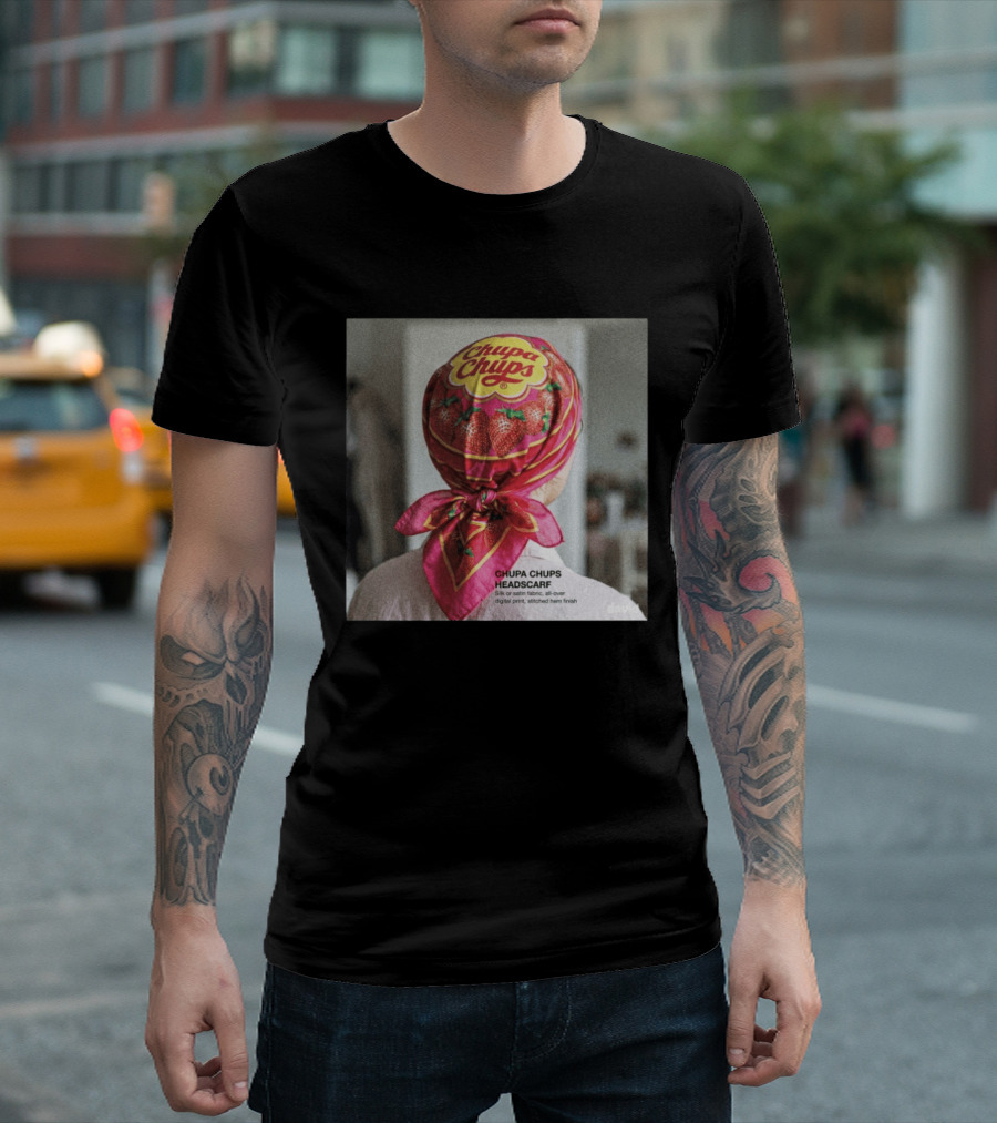 Chupa Chups Headscarf Strawberries Silk Satin Digital Print T-Shirt
