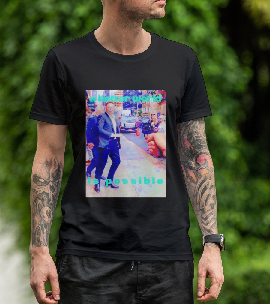 Elon Musk A Better World Is Possible Urban Street Scene T-Shirt