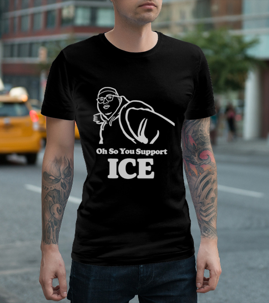 Illinois Punching Nazis Kid Oh So You Support ICE Bold Stencil T-Shirt