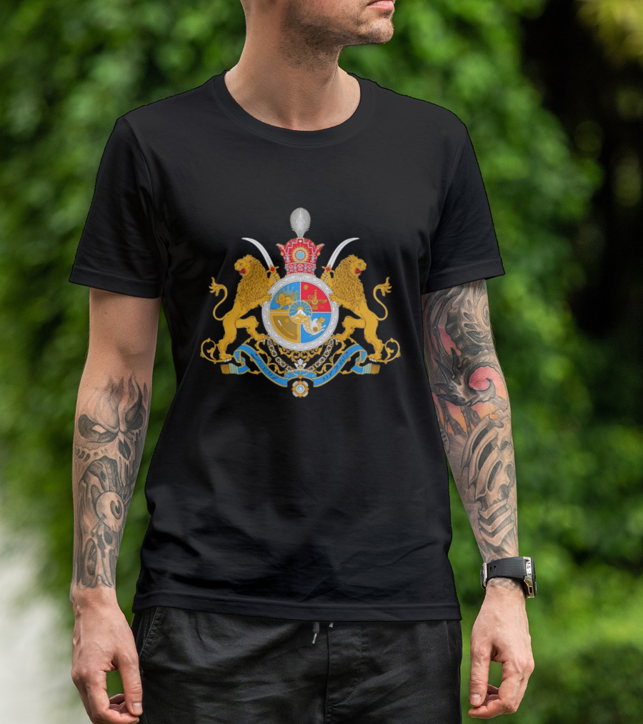 Imperial Lion And Crown Emblem Of Iran Dual Sword Legacy T-Shirt