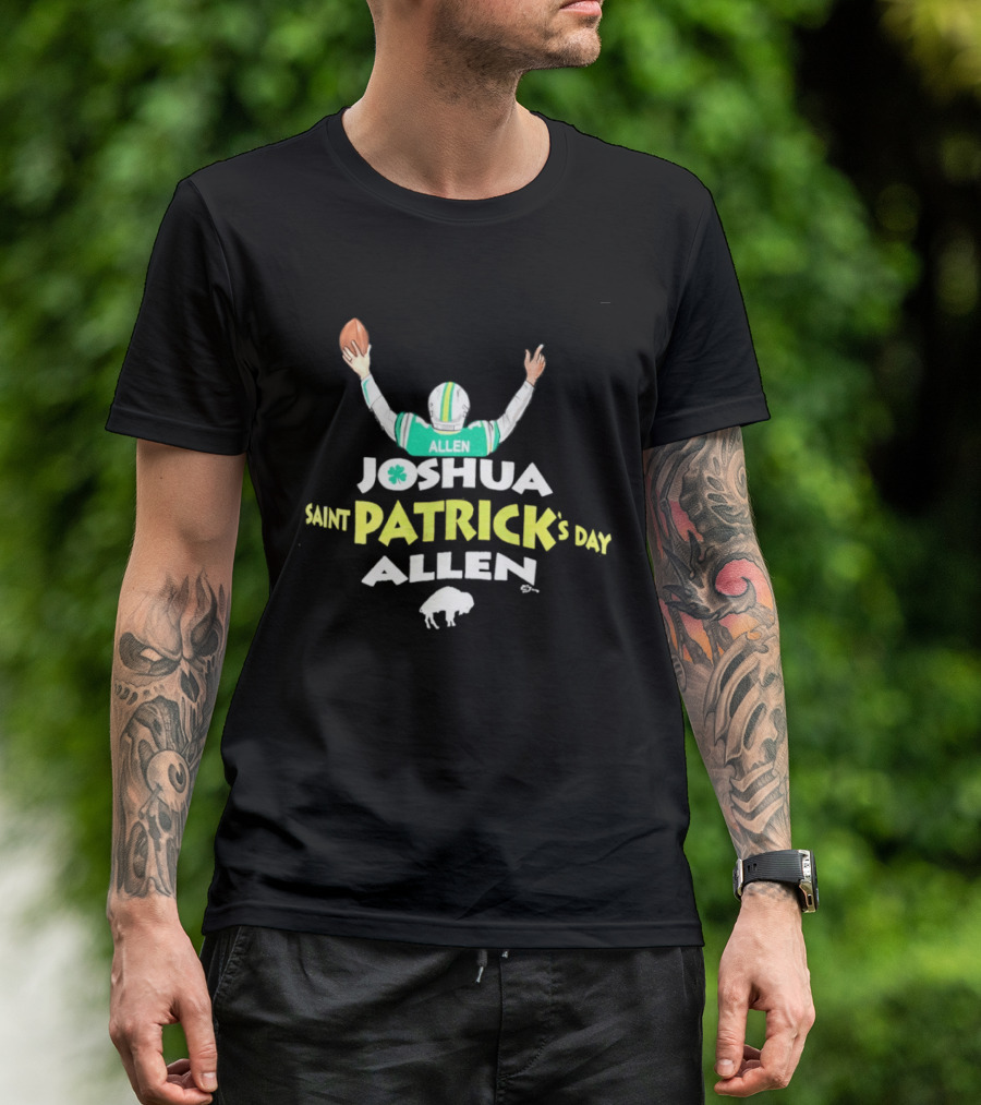 Joshua Saint Patrick's Day Allen Football Celebration With Shamrock And Buffalo T-Shirt