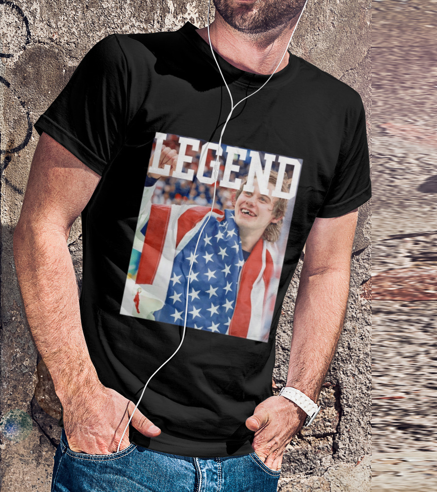 Men's Hockey USA Jack Hughes Legend American Flag Victory Celebration T-Shirt