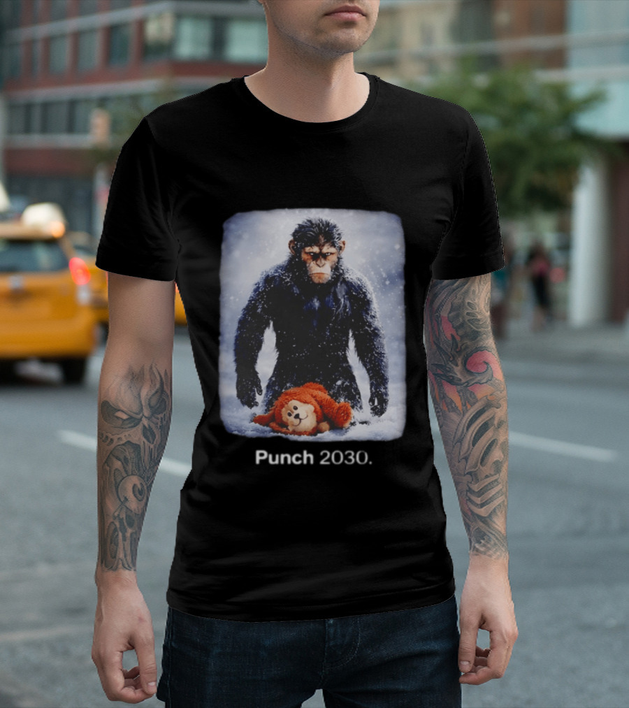 Punch 2030 Ape With Toy Snow Scene T-Shirt