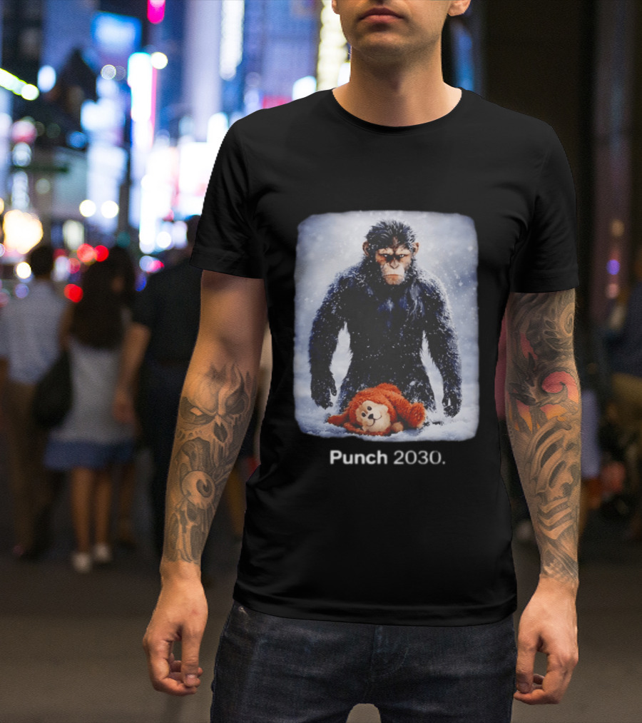 Punch 2030 Ape With Toy Snow Scene T-Shirt