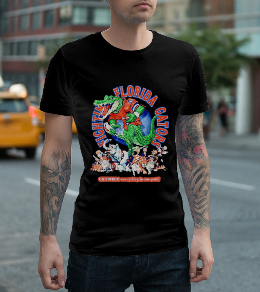 Fighting Florida Gators Crushing Everything In Our Path NCAA Rival Team Mascots T-Shirt