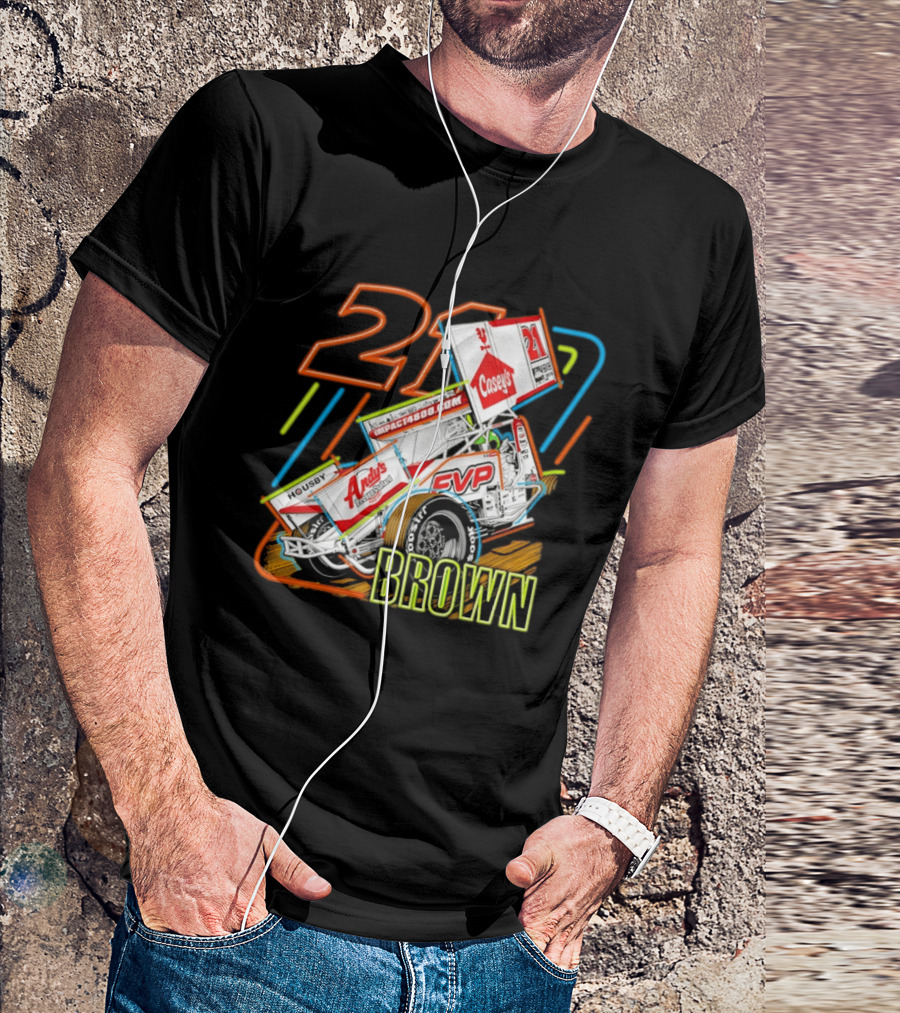 Sprint Car 21 Brown Andy's Casey's Impact 4800 Racing T-Shirt