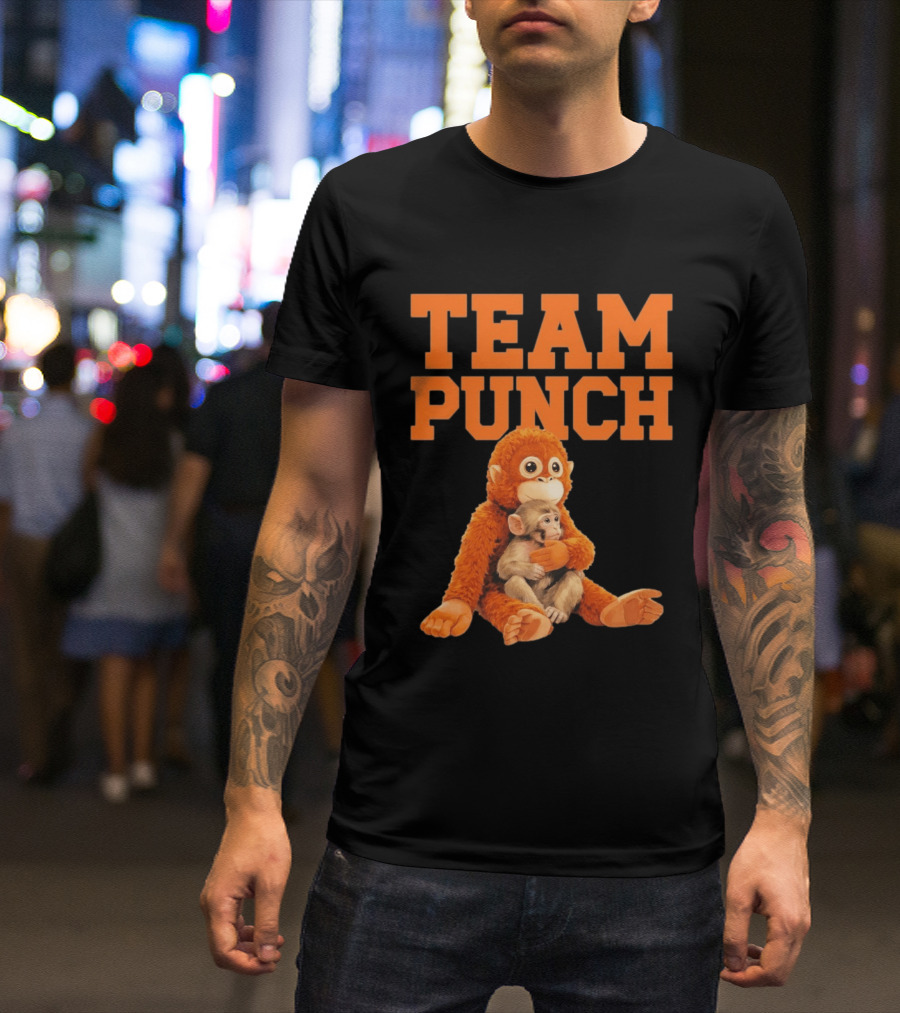 Team Punch Monkey Hugging Plush Toy T-Shirt