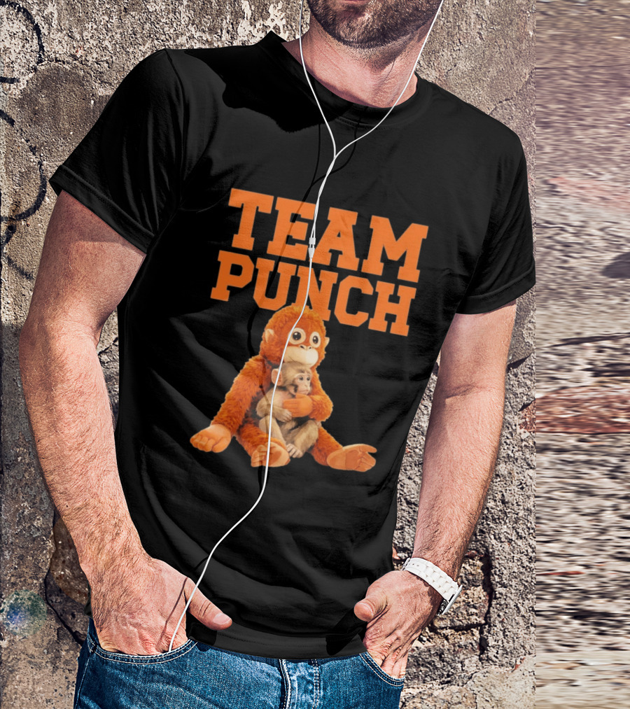 Team Punch Monkey Hugging Plush Toy T-Shirt