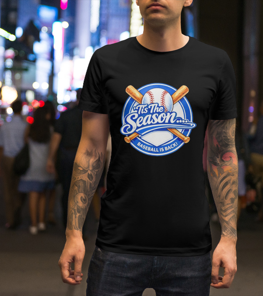Tis The Season Baseball Is Back Baseball Bats And Ball Circle T-Shirt