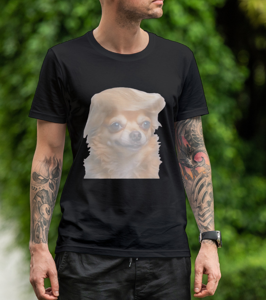 Trump Dog Meme Chihuahua With Hair Wig T-Shirt