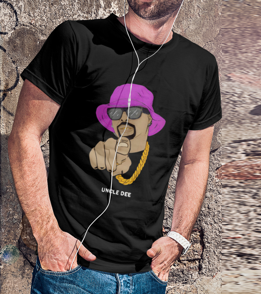 UNCLE DEE Finger Pointing Sunglasses Chain Purple Hat T-Shirt