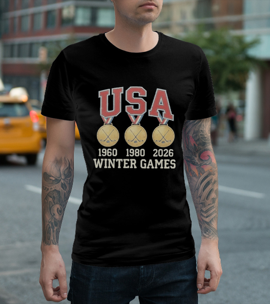 USA Hockey Winter Games Gold Medals 1960 1980 2026 T-Shirt