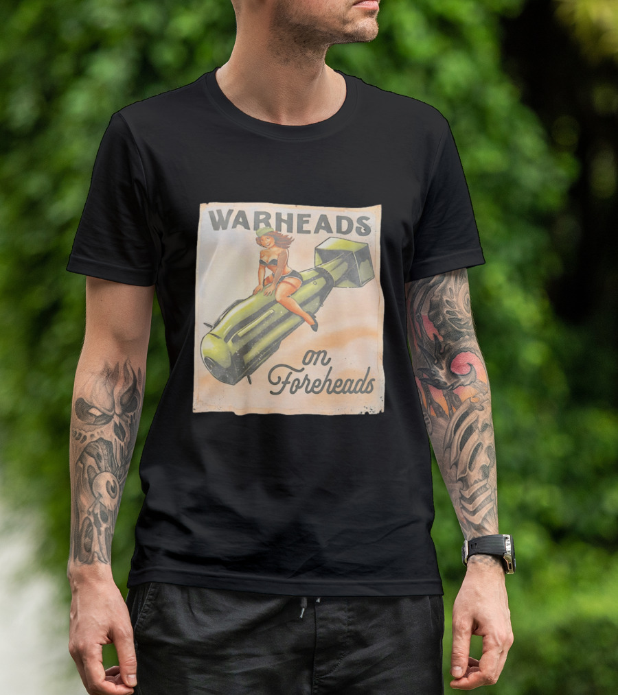 Warheads On Foreheads Retro Pin Up Style Bomb Art WWII Aesthetic T-Shirt