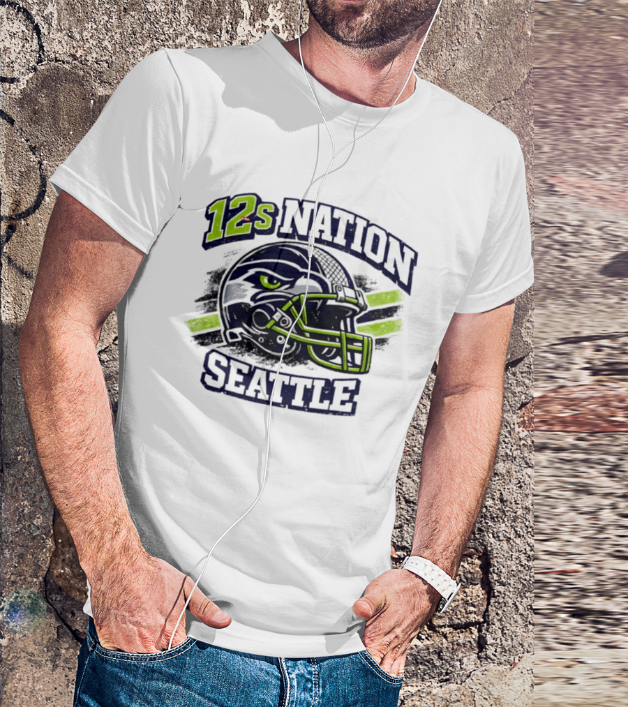 12s Nation Seattle Football Helmet Seahawks T-Shirt