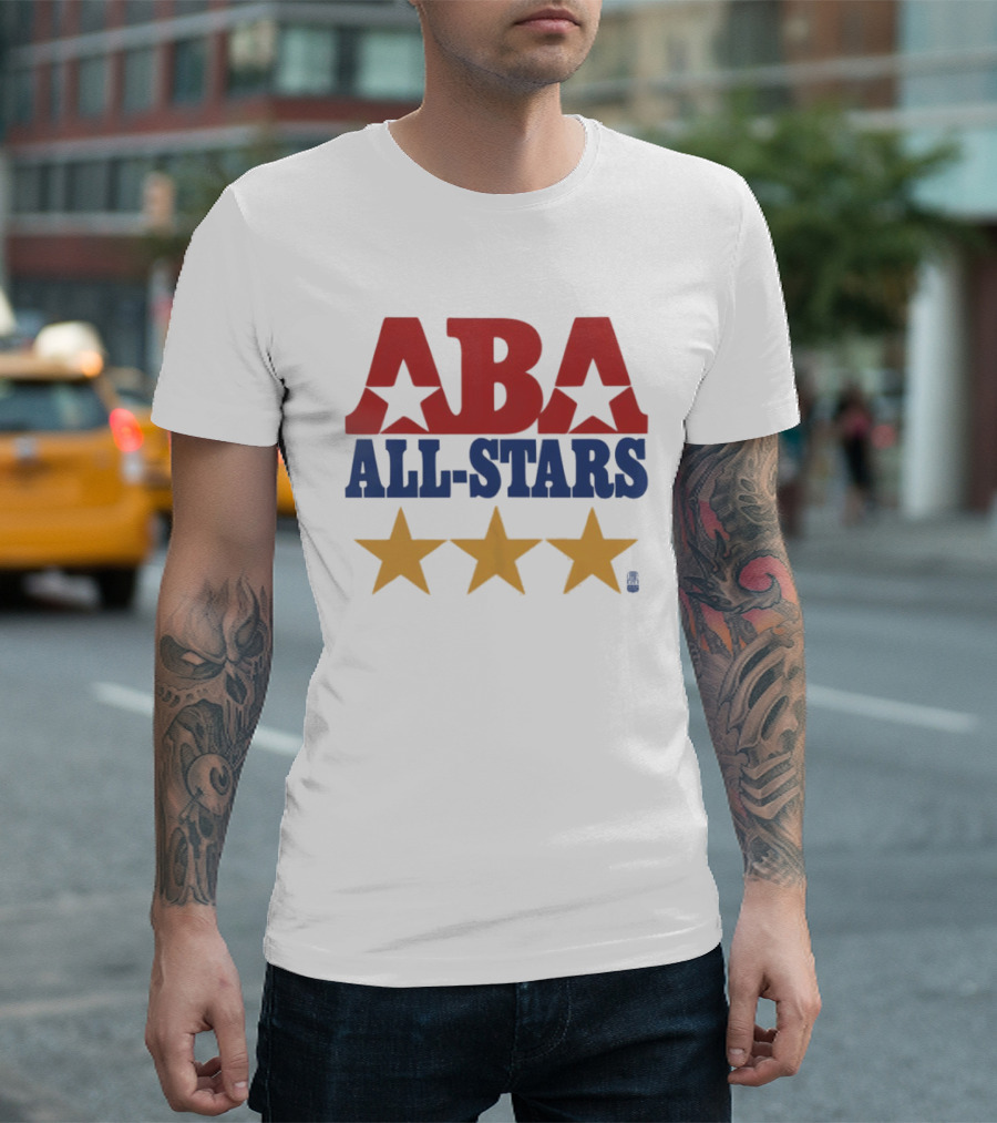 ABA All Stars Three Gold Stars Red Blue T-Shirt