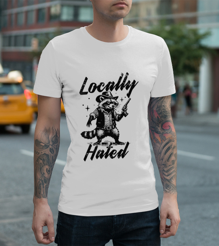 Locally Hated Cowboy Raccoon With Gun And Star T-Shirt