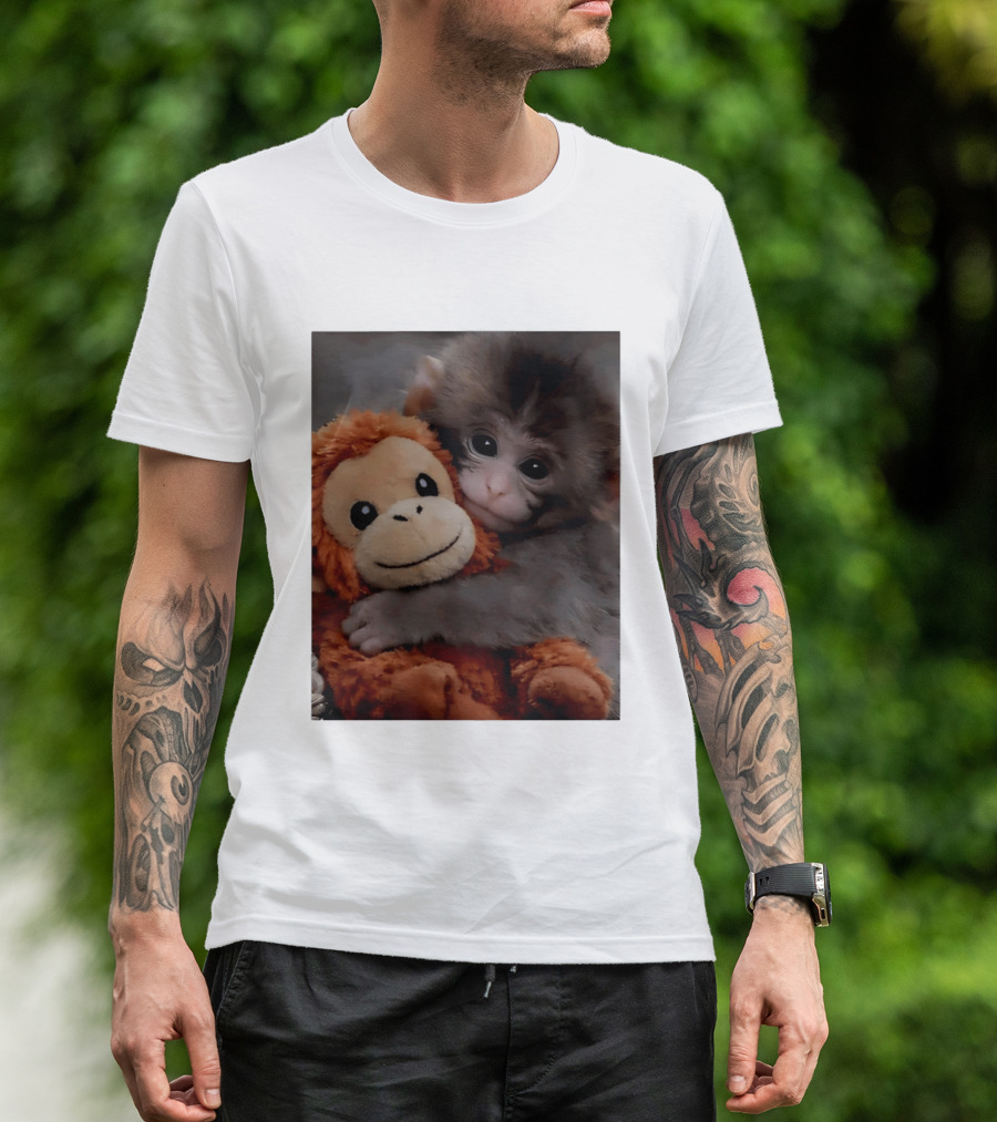 I Love Punch Monkey Hugging Stuffed Monkey T-Shirt