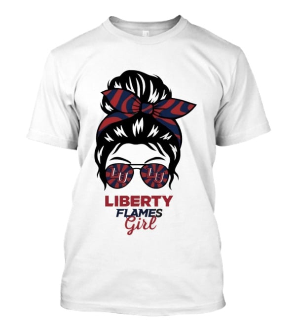 Liberty Flames LU Messy Bun Glasses Bow T-Shirt