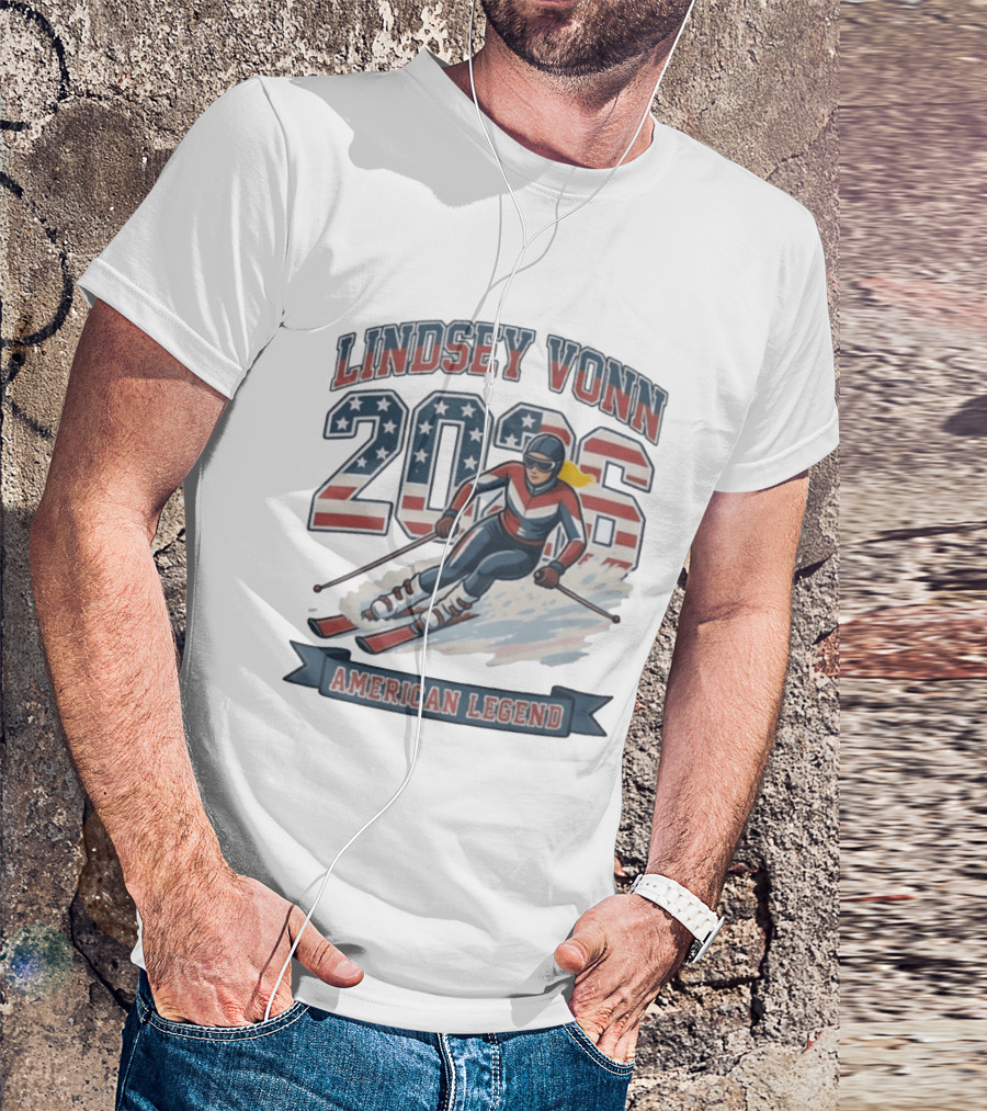 Lindsey Vonn 2026 American Legend Winter USA Skiing T-Shirt